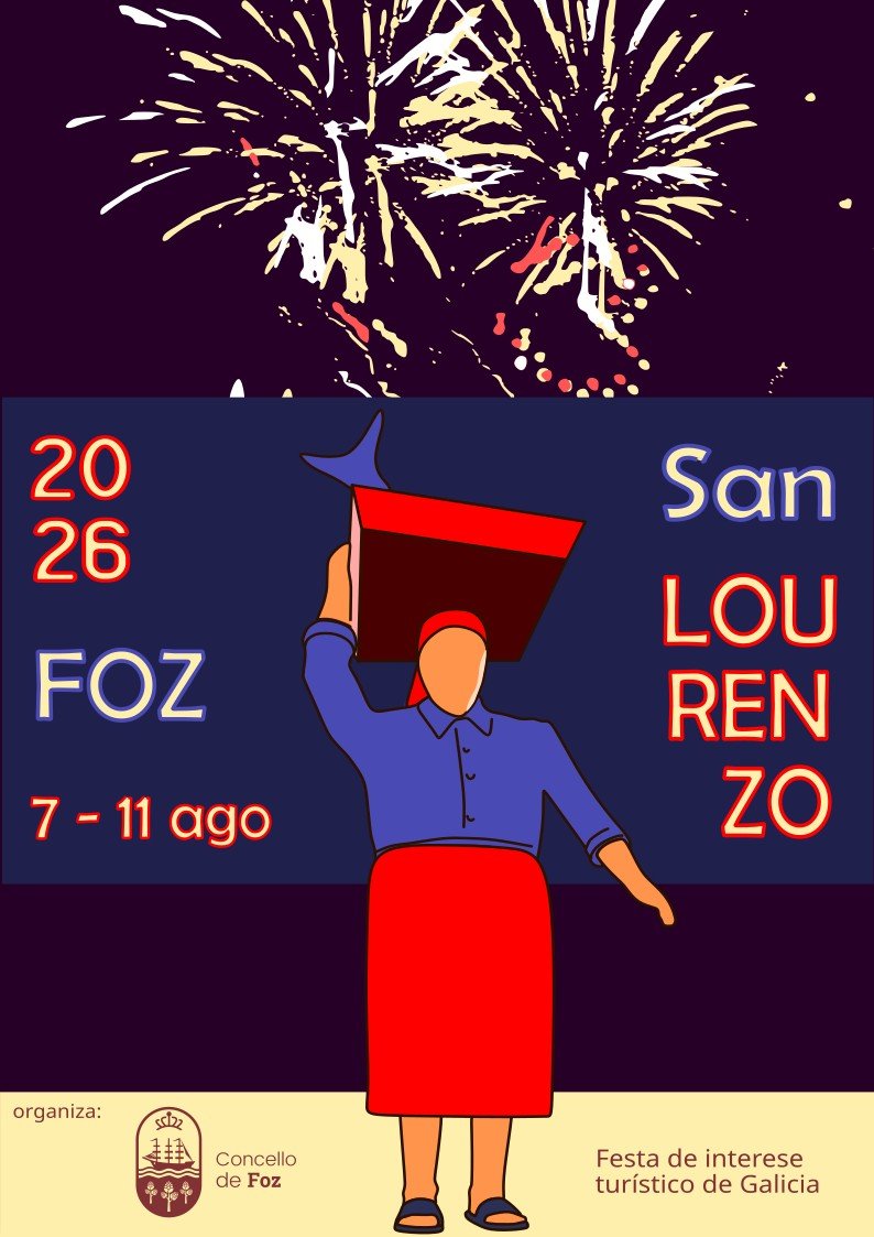 Fiestas de San Lorenzo (San Lourenzo) en Foz: programa 2026 2 Cartel oficial de las fiestas de San Lourenzo en Foz, agosto de 2026