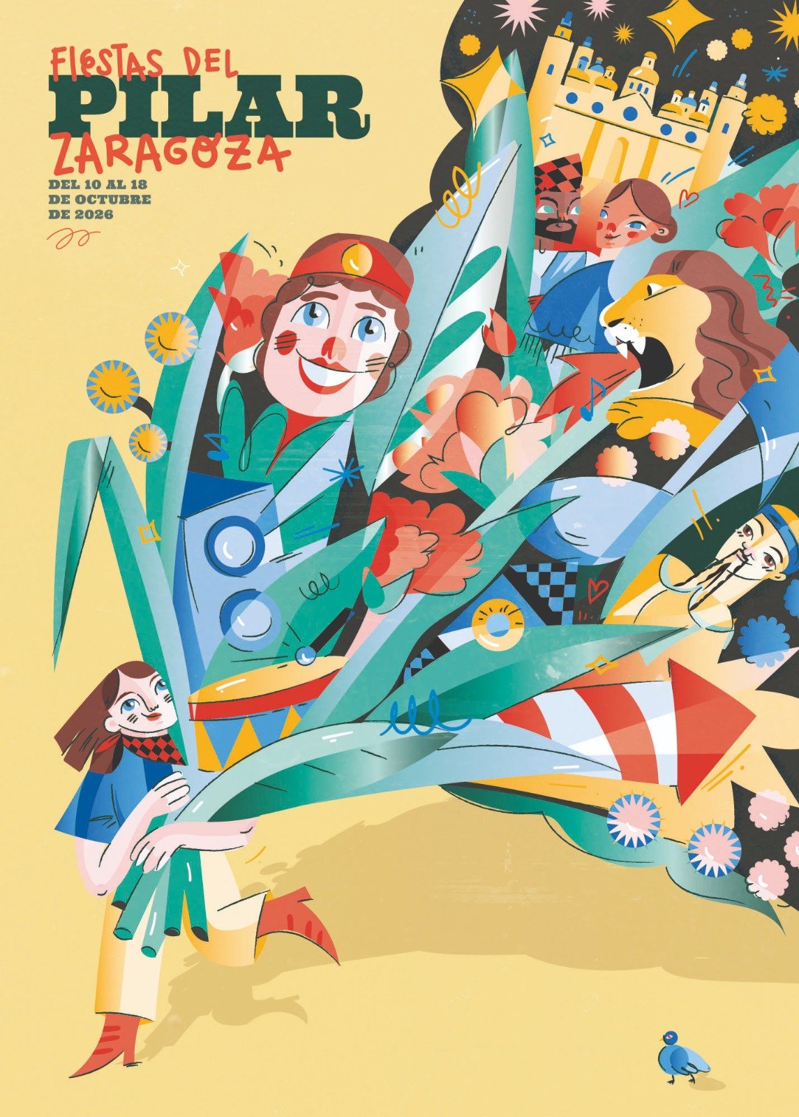 Cartel oficial Fiestas del Pilar de Zaragoza 2026, La ciudad en Ofrenda